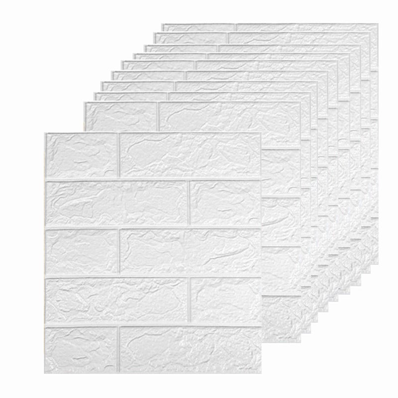3D Wallpaper Self Adhesive Waterproof Cuttable Odorless Faux Brick Wall Panel for Living Room Bedroom White 10pcs - Image 1