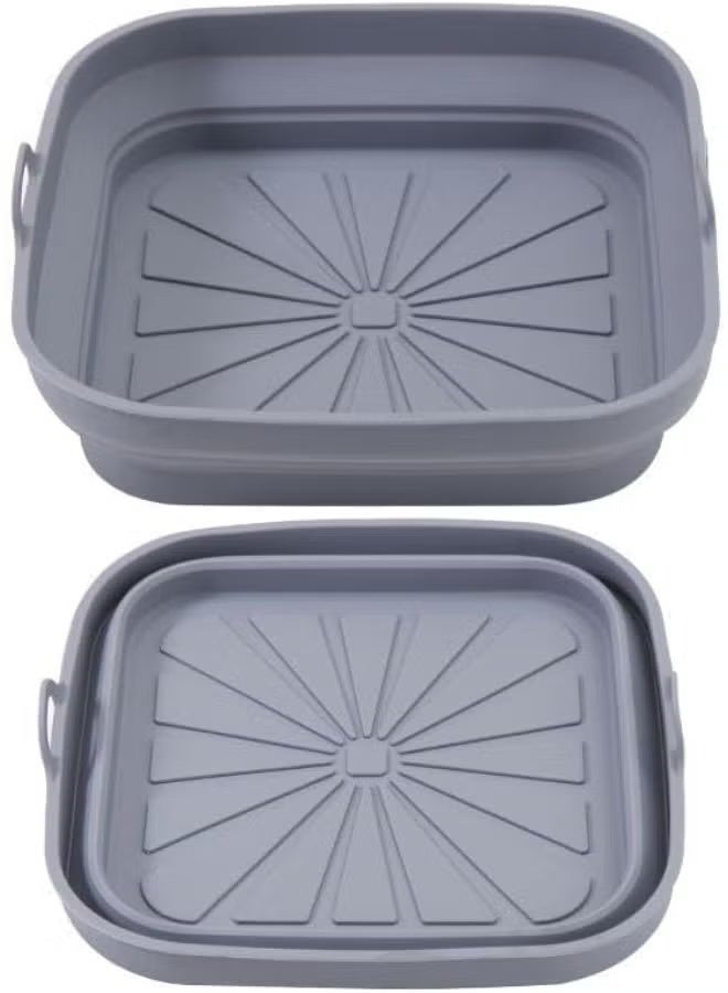 Generic valueable 1 Reusable 24cm square non-stick silicone air fryer tray - foldable, heat-resistant cooking liner for air fryers, ovens, baking, roasting... - Image 2