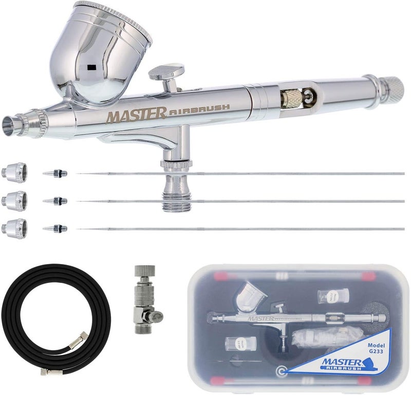 Master Airbrush Performance G233 Pro Set with 3 Nozzle Set and Air Hose - Image 1