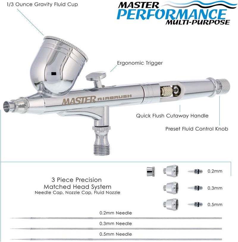Master Airbrush Performance G233 Pro Set with 3 Nozzle Set and Air Hose - Image 2