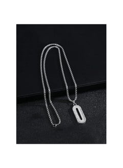 MARIO DRAFTS Men's Stainless Steel Chain Necklace with Crystal Pendant, Box Chain Design, Silver  - Image 4