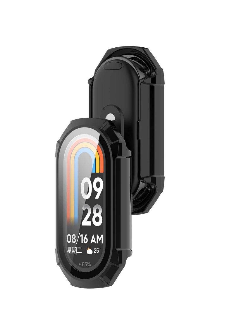 PC Full Coverage Protective Watch Case Cover Tempered Glass Screen Protector Compatible with Xiaomi Mi Band 8(PC Black) - Image 5