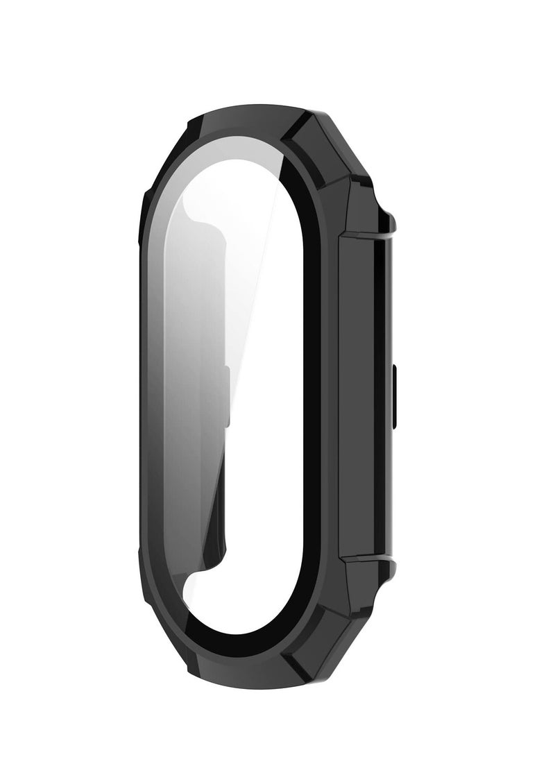 PC Full Coverage Protective Watch Case Cover Tempered Glass Screen Protector Compatible with Xiaomi Mi Band 8(PC Black) - Image 1