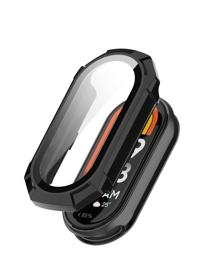 PC Full Coverage Protective Watch Case Cover Tempered Glass Screen Protector Compatible with Xiaomi Mi Band 8(PC Black) - Image 2