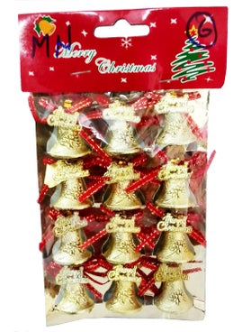 MM MM Plastic Bells Golden Christmas Tree Decorative Hanging Ornaments for Home DecorFestivalLiving RoomParty FavourEvent Decoration Pack of 12  - Image 3