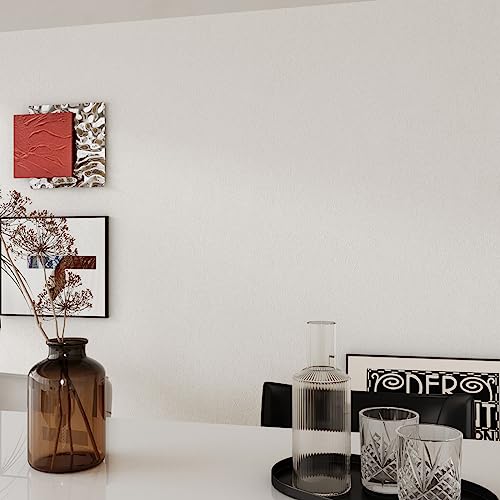 Stickyart Extra Thick White Concrete Wallpaper Peel and Stick Modern 12"x160" Paintable Wallpaper Plaster Textured Embossed Wall Paper Removable Cement Concrete Contact Paper for Bedroom Living Room - Image 2