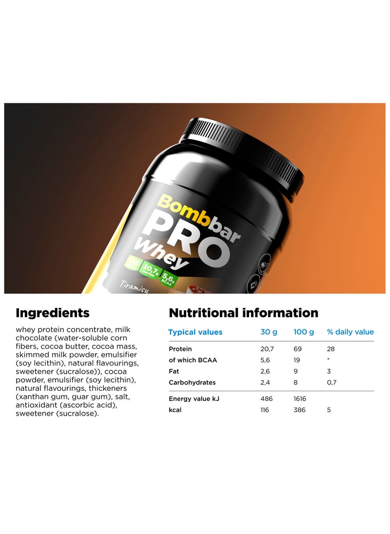 BOMBBAR Pro Whey Protein Powder with Tiramisu Flavor 900g  - Image 2