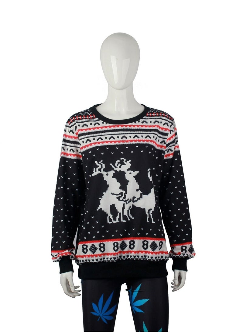 Loquat winter New Santa Elk Shirt with Long Sleeves and round Neck  - Image 1