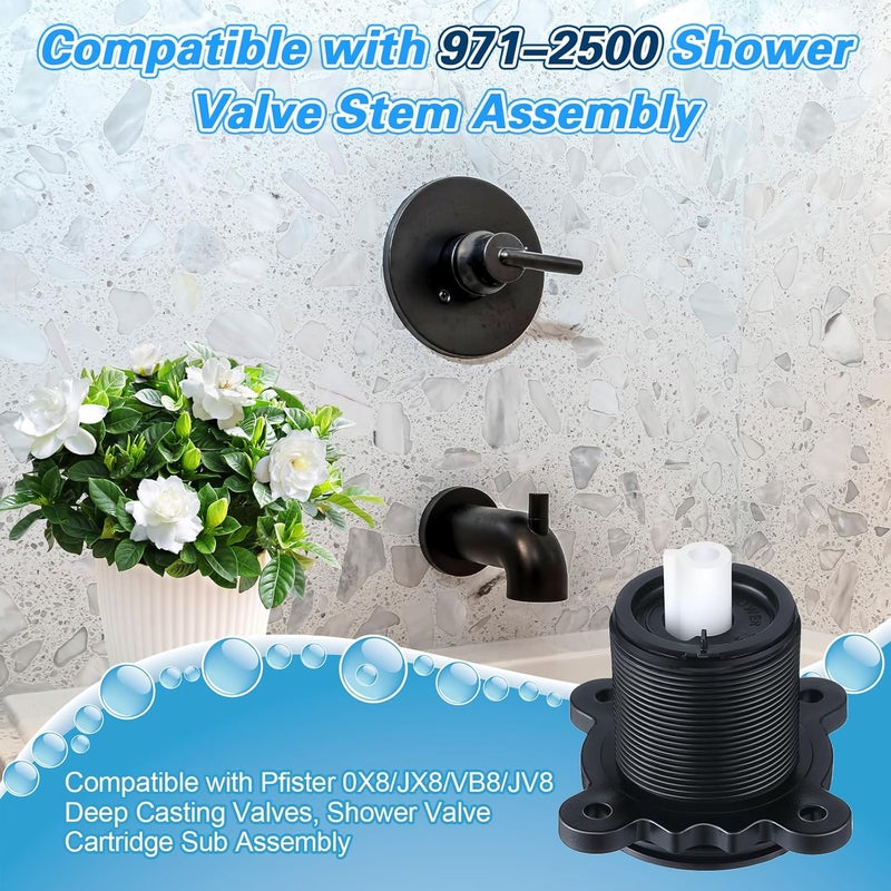 Dreyoo Valve Stem Assembly Only Compatible with 971-2500, Shower Cartridge Sub Assembly Compatible with Pfister 0X8/JX8/VB8/JV8 Deep Casting Valves, for Single Handle Tub and Shower Faucets - Image 2