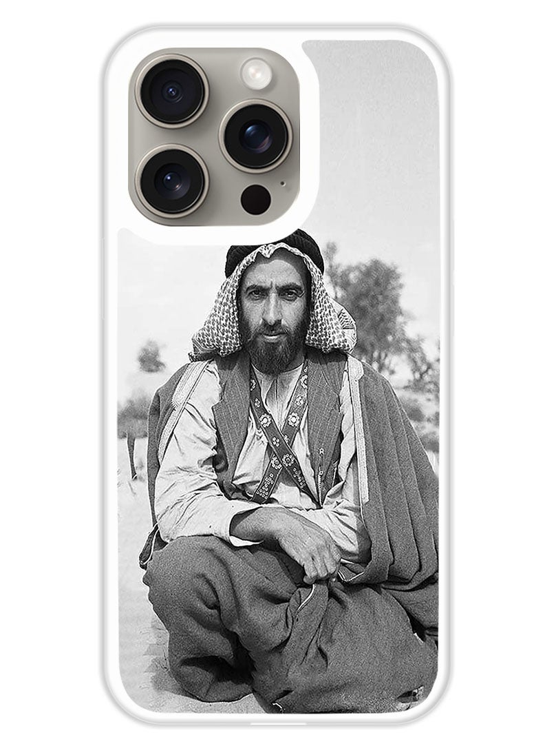 Theodor Protective Case Cover For APPLE IPHONE 15 Pro Sheikh Zayed Sitting (White Bumper) - Image 1