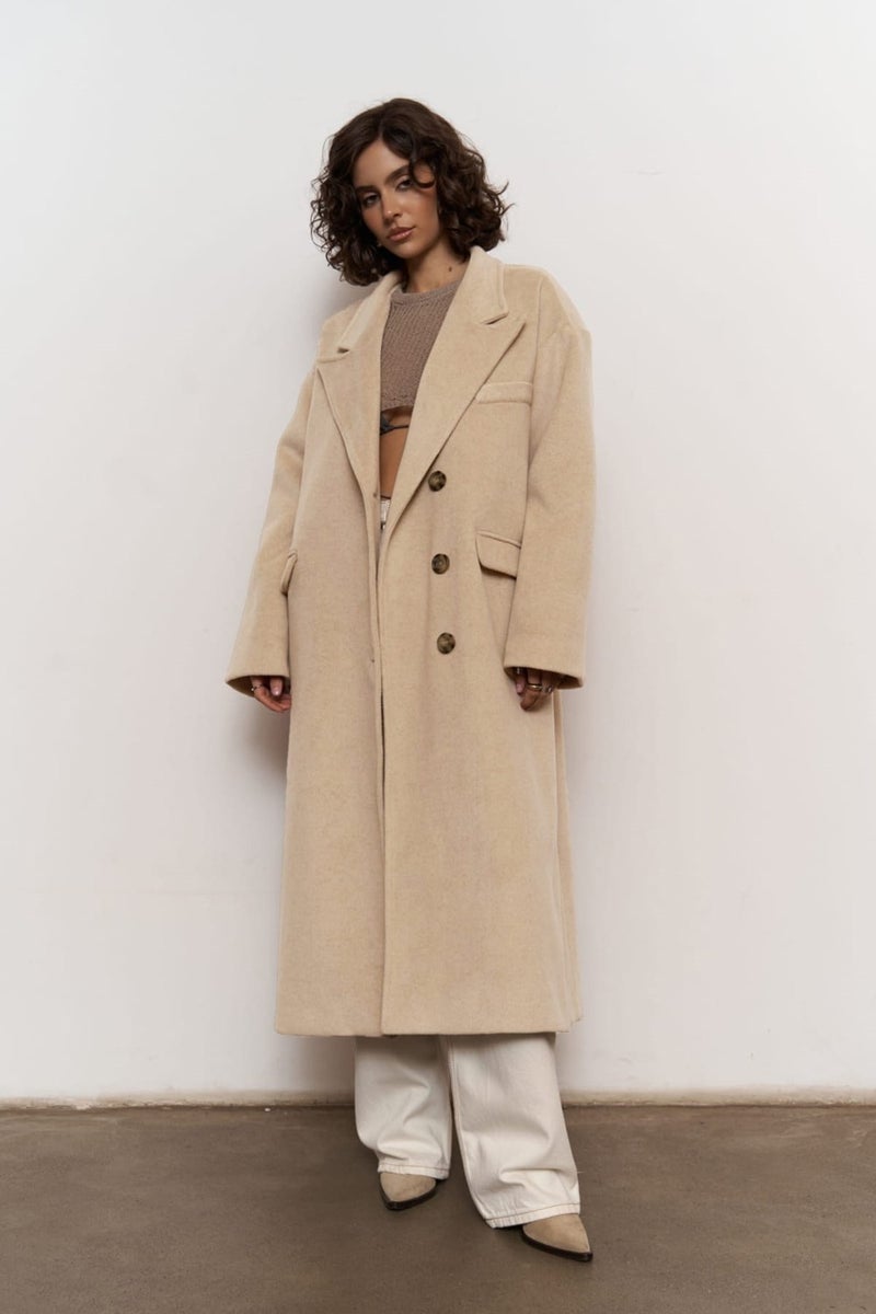Mai Collection Lowen Beige Oversize Coat  - Image 2