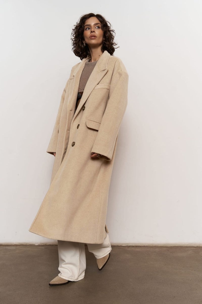 Mai Collection Lowen Beige Oversize Coat  - Image 3