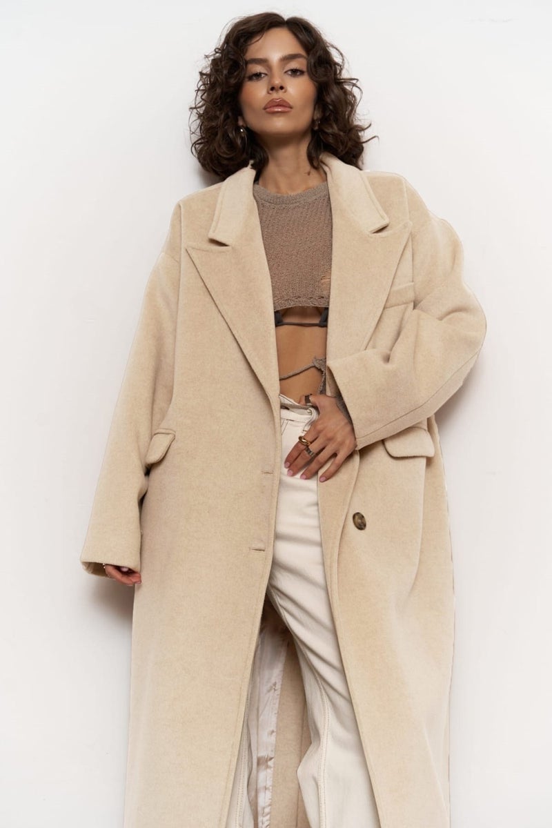 Mai Collection Lowen Beige Oversize Coat  - Image 4