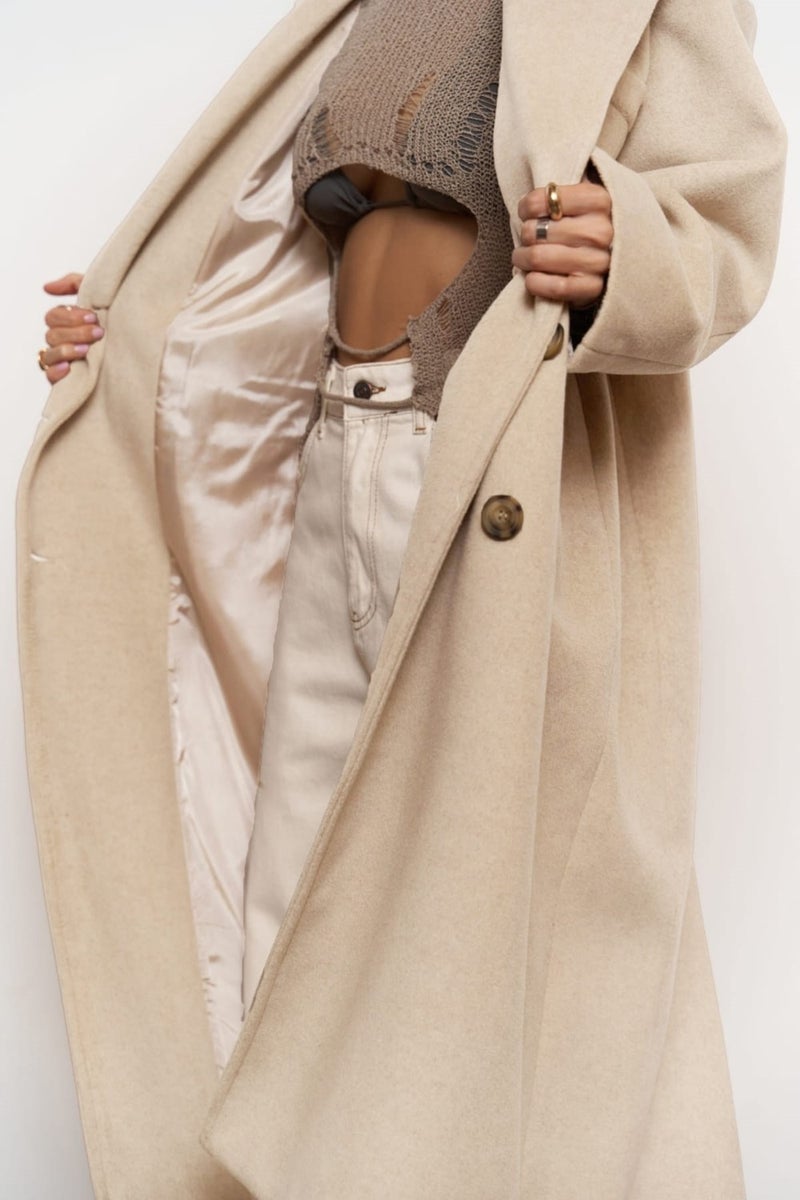 Mai Collection Lowen Beige Oversize Coat  - Image 5
