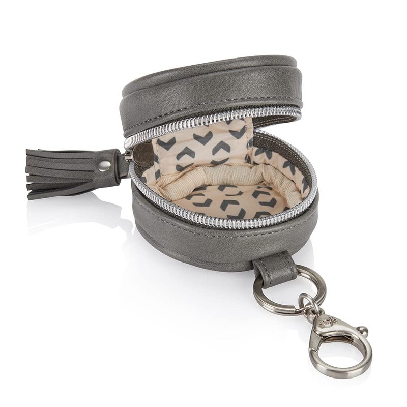 Itzy Ritzy Pacifier Holder Case with Clip - Pacifier Case Includes Clasp to Easily Attach to a Diaper Bag or Purse, Measures 2.5" in Diameter and Holds 2 Pacifiers (Grayson) - Image 3