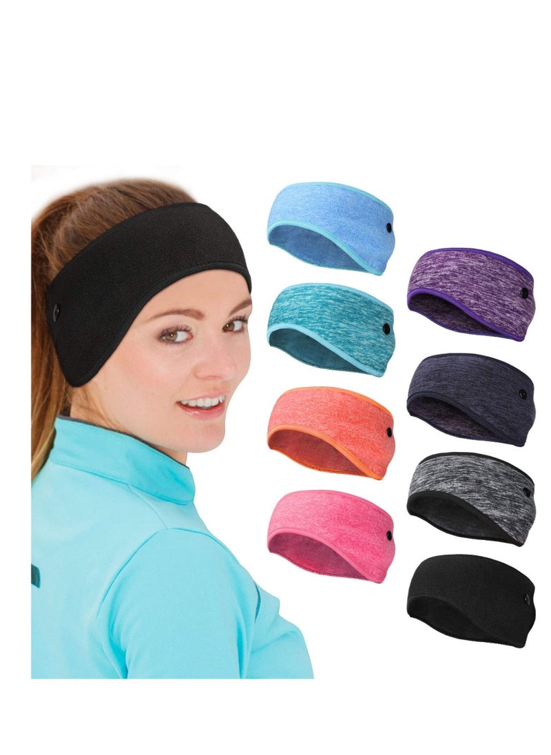 Generic 8 Pieces Ear Warmer Headbands with ons Fleece Muffs Headband Winter Running Sweatband Stretchy Cover Cold Weather Sports Earmuff for Women Men Cycling Skiing Jogging (Vivid Colors)  - Image 1