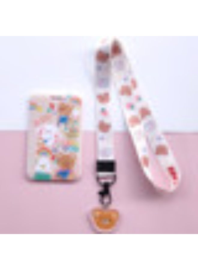 NIBEMINENT 1 - Piece Little Bear Kpop Photo Card Holder Pendant Key Chain ID Badge Holder ID Card Holder Photo Card Protector for School ID Office ID Access Card for Women Girls - Image 1