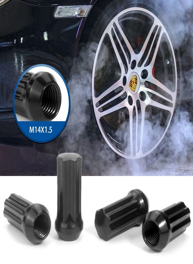 GAsupply صواميل عجلات GAsupply سوداء مقاس 14x1.5، ذات طرف مغلق، بارتفاع 2 بوصة، ومقعد سداسي مخروطي 3/4 بوصة، بزاوية 60 درجة، مناسبة للعجلات غير الأصلية، عبوة من 24 قطعة + مفتاح قفل عجلة واحد. - Image 5