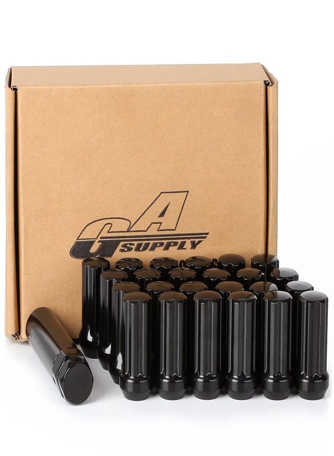 GAsupply صواميل عجلات GAsupply سوداء مقاس 14x1.5، ذات طرف مغلق، بارتفاع 2 بوصة، ومقعد سداسي مخروطي 3/4 بوصة، بزاوية 60 درجة، مناسبة للعجلات غير الأصلية، عبوة من 24 قطعة + مفتاح قفل عجلة واحد. - Image 1