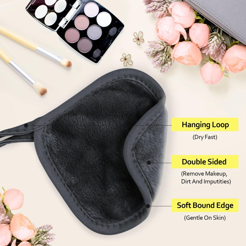 HOMEXCEL Makeup Remover Cloth 12 Count (Pack of 1), Reusable Makeup Remover Pads, Washable Ultra Soft Facial Cleansing Cloths For All Skin Types, 5 X 5 In, Black - Image 2