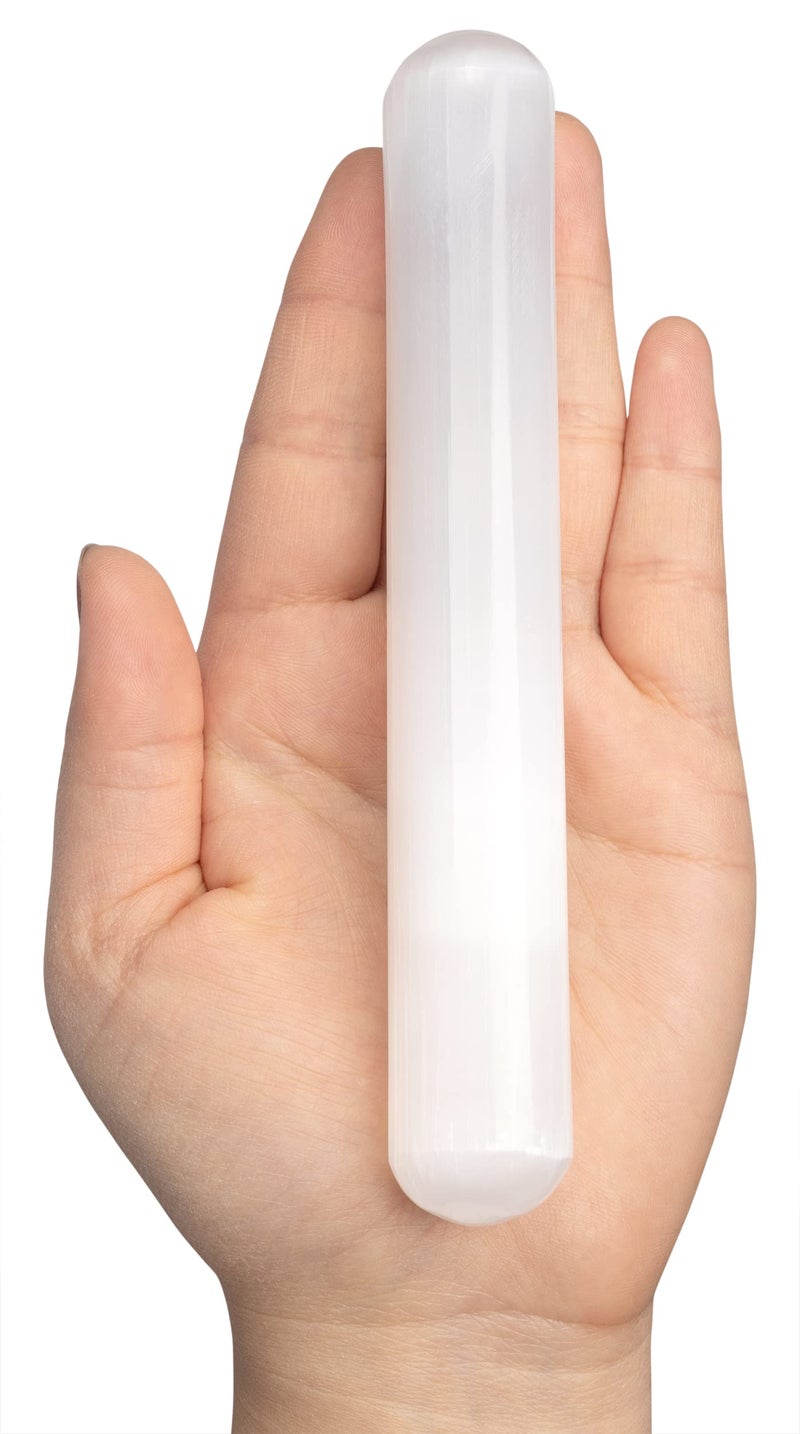 WISH WELL Selenite Crystal Wand – 6” Selenite Wand– Mined and Crafted in Morocco – Ideal for Cleansing and Recharging Healing Stones, Meditation, Reiki, Protection and Home Decor - Image 1
