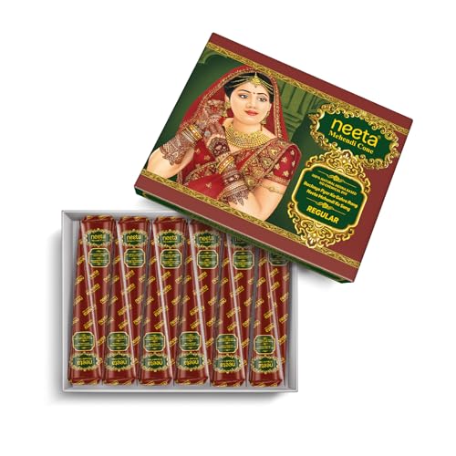 Neeta Mehendi Cones for Hand 12 Pcs in 1 Box (Pack of 5) Bridal Mehndi Cones Natural Mehendi Cone for Wedding, Hand Designing, Reddish Brown Color Long Lasting Niddle Cones for Women - Image 2