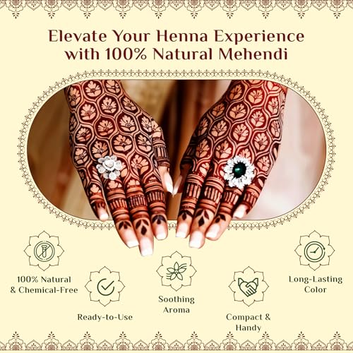 Neeta Mehendi Cones for Hand 12 Pcs in 1 Box (Pack of 5) Bridal Mehndi Cones Natural Mehendi Cone for Wedding, Hand Designing, Reddish Brown Color Long Lasting Niddle Cones for Women - Image 3