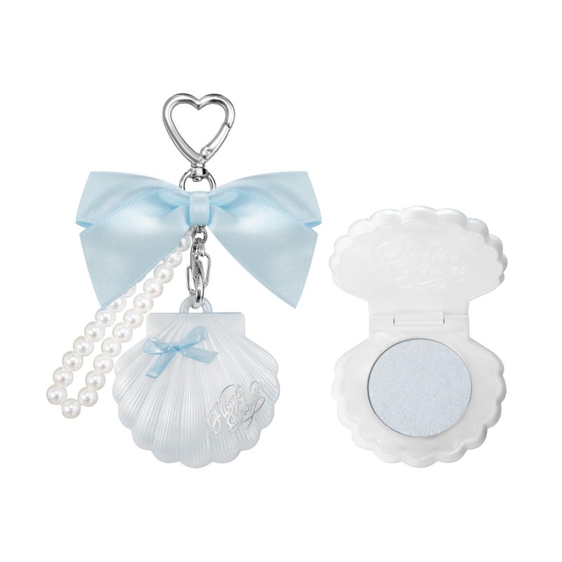 Flower Knows Shell's Jewel Highlighter Balm,Cute Bag Charm Keychain,Glitter Pearly Highlighter Makeup,Natural Glow Finish,Long Lasting Face Illuminator,Gift for Women,Girls,0.11 oz(Blue Tears) - Image 1