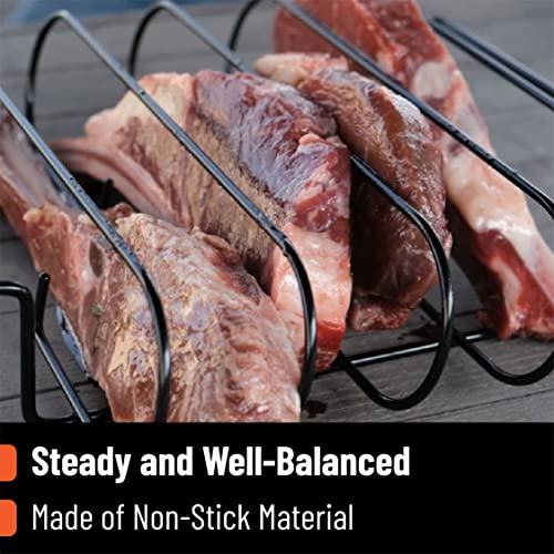 UNCO- Stainless Steel Rib Rack, Holds Up to 4 Full Racks of Ribs for Smoking, Smoker Rack for Grilling, Nonstick BBQ Rib Rack Stand Holder - Image 3