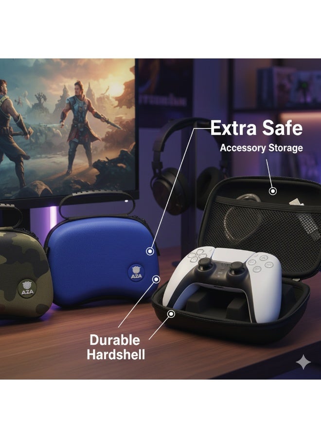 ASA Hard Shell Carrying Case for PS5 DualSense Wireless Controller – Protective EVA Travel Case with Zipper, Handle & Accessory Pocket - Image 3