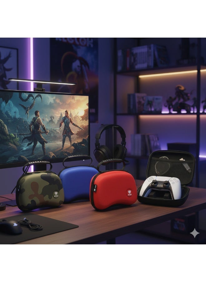 ASA Hard Shell Carrying Case for PS5 DualSense Wireless Controller – Protective EVA Travel Case with Zipper, Handle & Accessory Pocket - Image 2