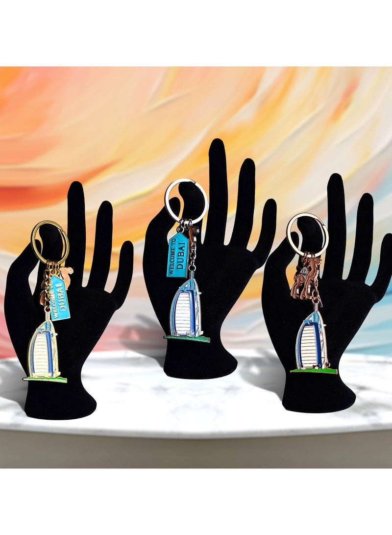 Souvenir Souq Souvenir keychain Metal 3pcs Burj al arab painted Dubai tag - Image 2