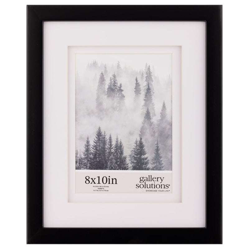 Gallery Solutions  8x10 Black Frame  Double White Mat  WallTabletop Display  Perfect Fit for 5x7 Photos  Versatile Mounting Options  Rectangular Tabletop  Poster Frame
