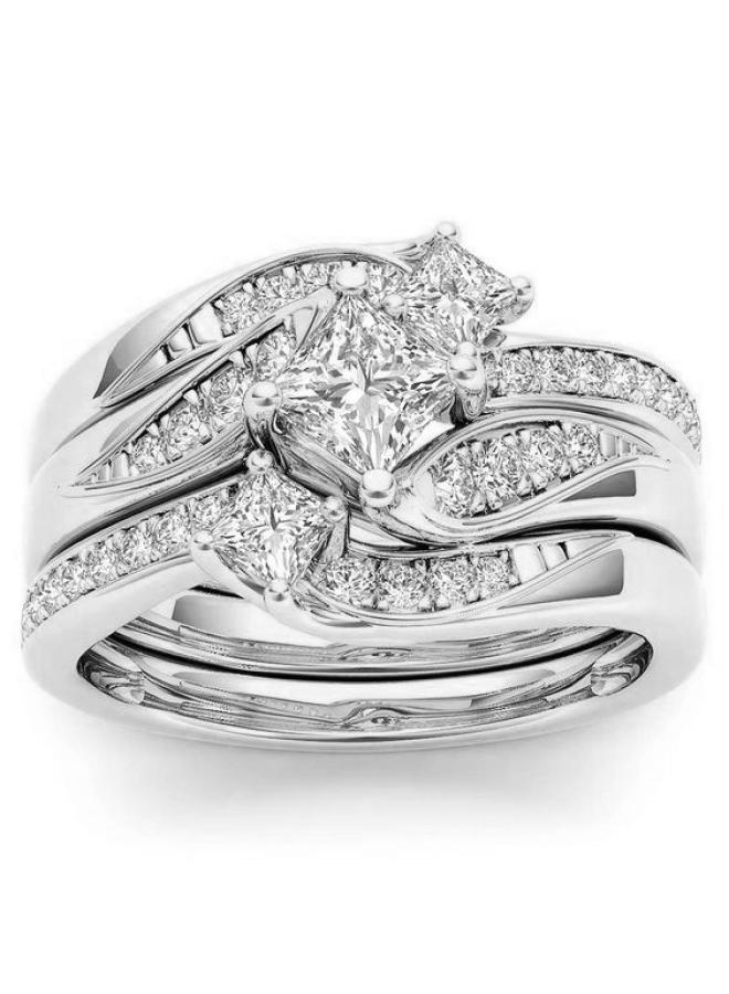 Sanjie New 8k Gold Plated Diamond Ring European And American Micro Zircon Three Sets Of Ring Engagement Ring 