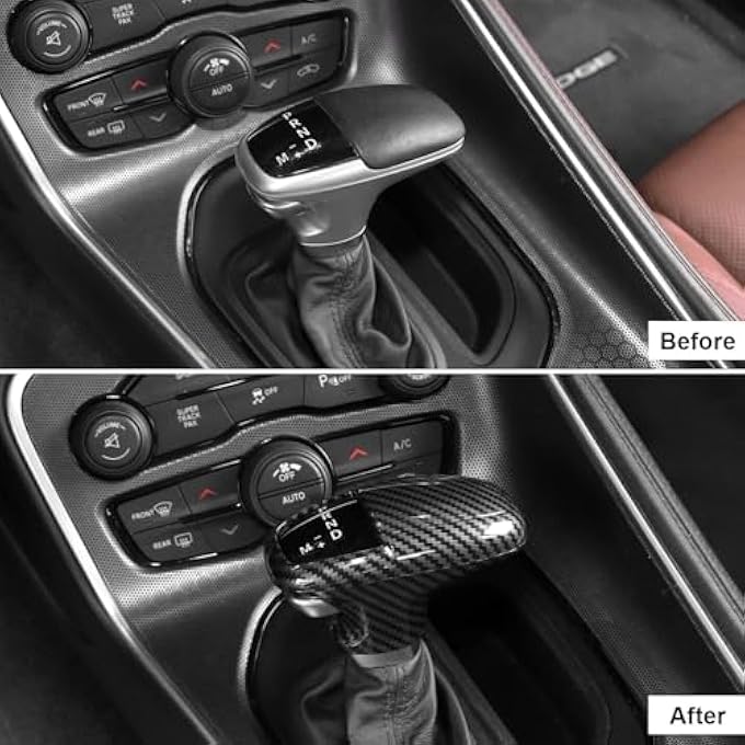 ريحني غطاء مقابض ناقل الحركة من ألياف الكربون ABS متوافق مع 20152024 دودج تشالنجر 20182024 ملحقات داخلية دورانغو - Image 4