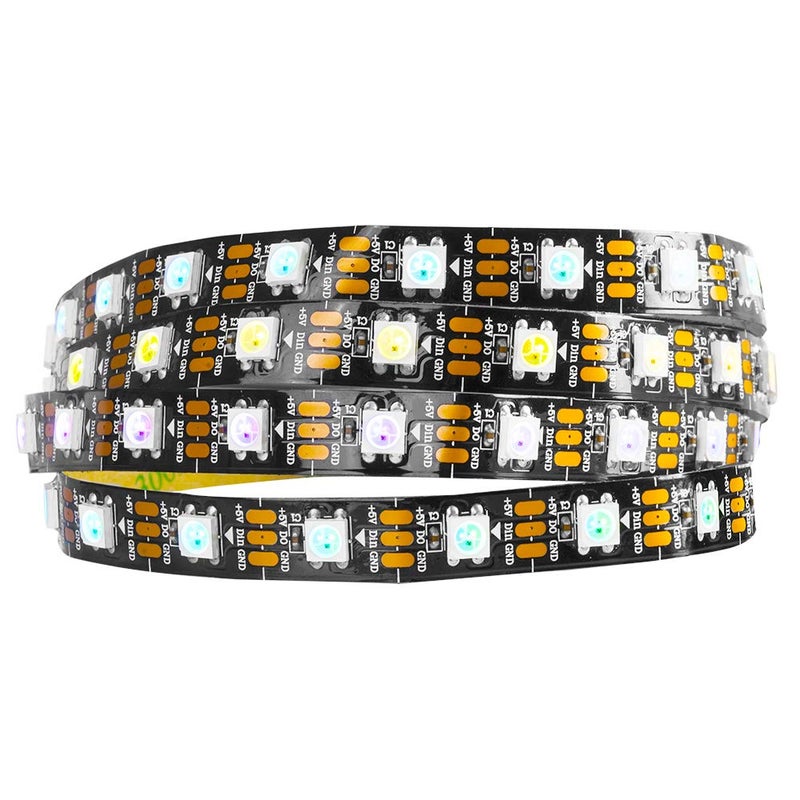 Generic BTF-LIGHTING WS2812B RGB 5050SMD Individual Addressable 3.3FT 60(2x30) Pixels/m Flexible Black PCB Full Color LED Pixel Strip Dream Color IP30 Non-Waterproof Making LED Screen, LED Wall Only DC5V  - Image 1