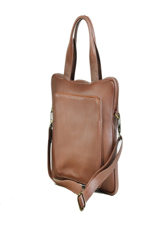 MANDAVA Genuine Leather Brown Unisex Laptop Bag - Image 2