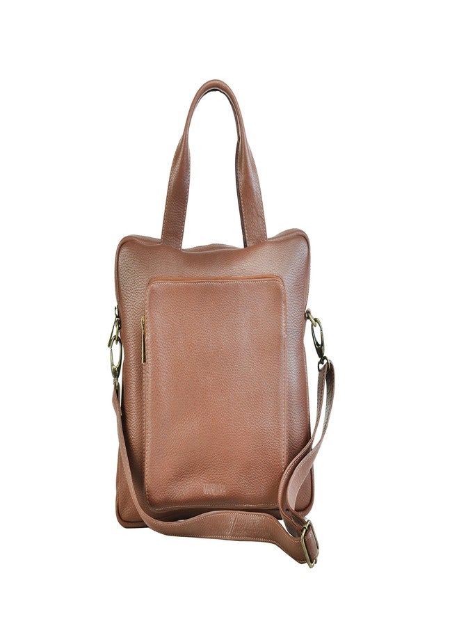 MANDAVA Genuine Leather Brown Unisex Laptop Bag - Image 1