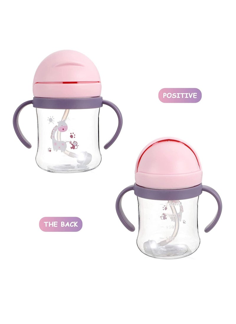 Arabest - 360° Water Leak Proof Weighted Straw Cup With Handle Sippy Cup, Random Pattern - Image 1