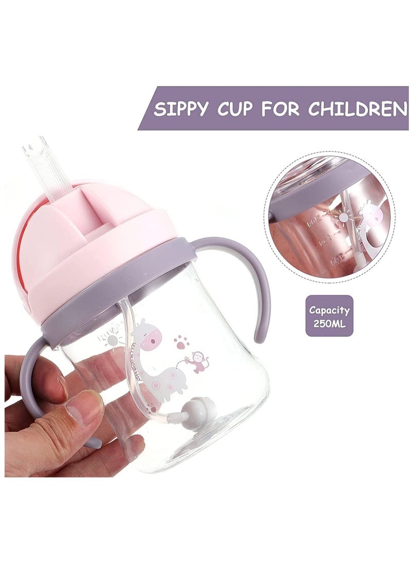Arabest - 360° Water Leak Proof Weighted Straw Cup With Handle Sippy Cup, Random Pattern - Image 1