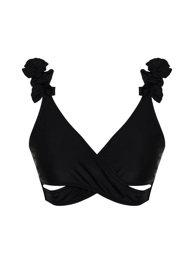 trendyol - Black Triangle Frilly Bikini Top TBESS24BU00026 - Image 1