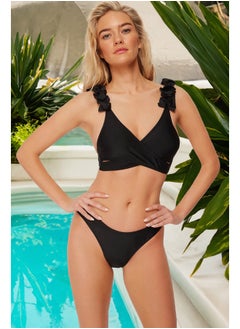 Black Triangle Frilly Bikini Top TBESS24BU00026