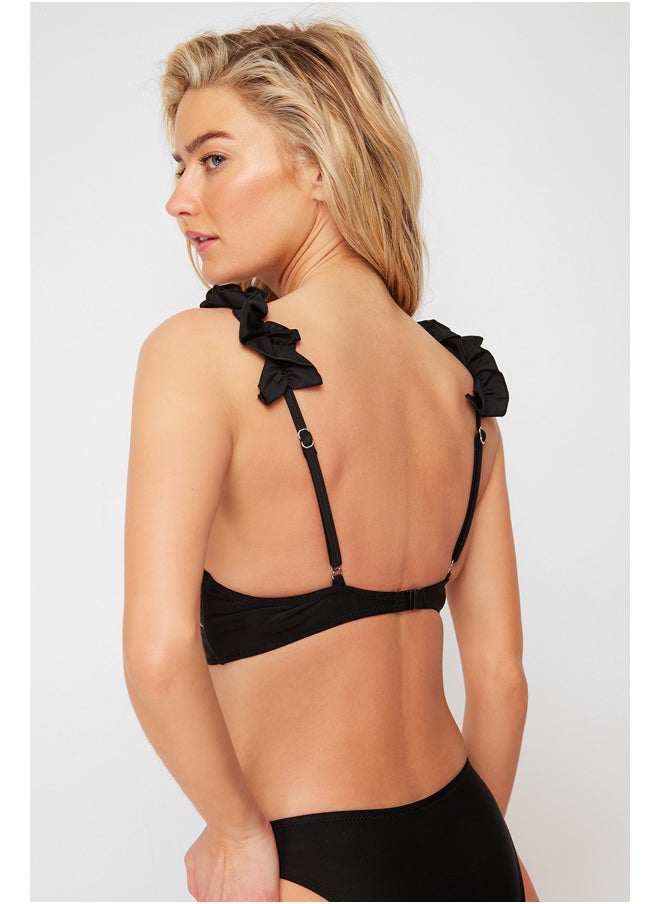trendyol - Black Triangle Frilly Bikini Top TBESS24BU00026 - Image 1