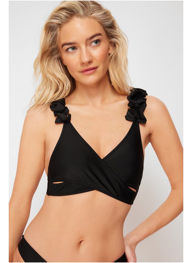 trendyol - Black Triangle Frilly Bikini Top TBESS24BU00026 - Image 1