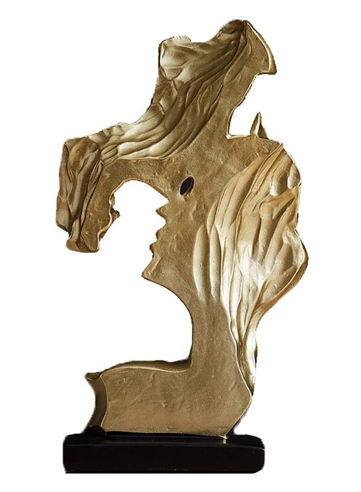 Excefore Couple Figurines Gold Statue Romantic Carved Crafts Ornament Lover Resin Sculpture Modern Art Desktop Figure Decor Table Ornament for Home Office Bookshelf Decor - Image 5