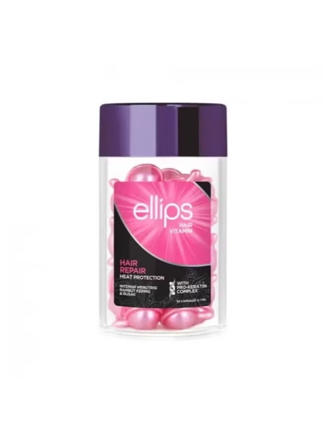 ellips Hair Enhancing Vitamin and Heat Protection with Keratin for Intense Hair Nourishment and Protection of Damaged Hair 50 Capsules