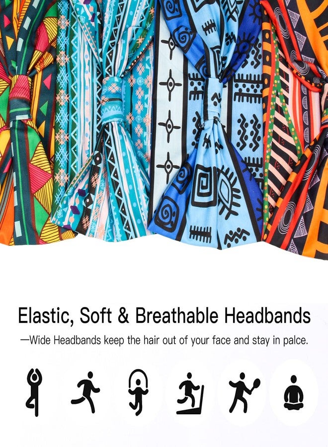 يشان ربطات شعر نسائية عريضة بنمط بوهيمي معقودة مانعة للانزلاق من يشان - ربطات شعر مطاطية مناسبة للرياضة واليوغا والتمارين الرياضية، عبوة من 8 قطع - Image 3