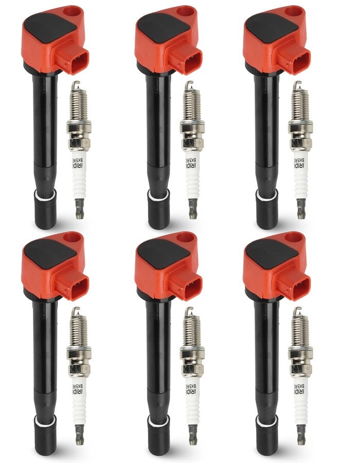 Hurotoms مجموعة ملفات إشعال Hurotoms مكونة من 6 قطع مع 6 شمعات إشعال إيريديوم، متوافقة مع هوندا أكورد، أوديسي، أكورا CL، TL سعة 3.0 لتر، 3.2 لتر، 3.5 لتر، بديل للأرقام الأصلية UF242 C-511 C1221 C1462، لون أحمر - Image 1