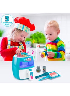 HAPTIME Toy Air Fryer, Play Kitchen Appliances For Toddlers, Kids, Play Food Set, Kitchen Playset Music & Color Changing Foods, Pretend Play Toy, Gift For Boys And Girls 2 3 4 5 Years Old  - Image 2