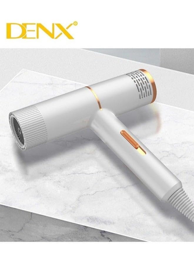 دينكس مجفف شعر صغير الحجم من DENX طراز DX1348 - قوة 800 واط، خفيف الوزن ومناسب للسفر، قابس بريطاني، سلك بطول 1.6 متر، تقنية الأيونات السالبة لتصفيف الشعر والحصول على شعر ناعم وحريري. - Image 4